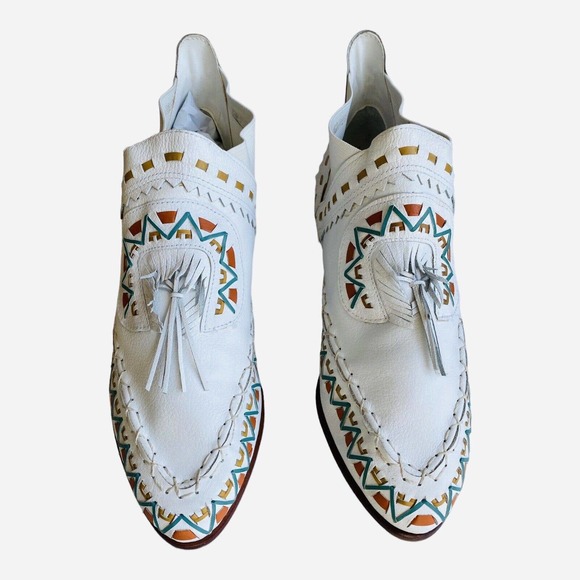 Vintage L J Simone Comanche White Ankle Boot Leather Southwest Size 8.5B - Picture 3 of 11